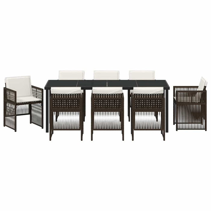 Set de masă pentru grădină 9 pcs Maro Oțel vopsit electrostatic - WALTI WALTI