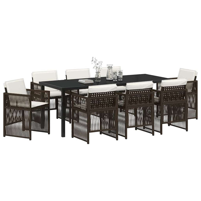 Set de masă pentru grădină 9 pcs Maro Oțel vopsit electrostatic - WALTI WALTI