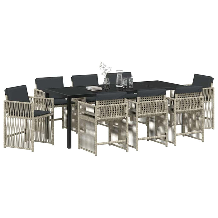 Set de masă pentru grădină 9 pcs Gri deschis - WALTI WALTI