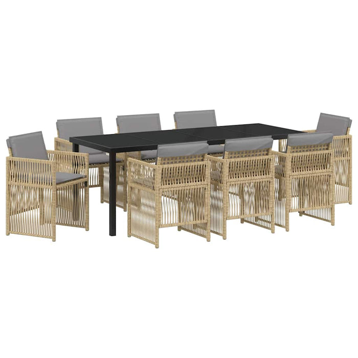 Set de masă pentru grădină 9 pcs Bej Oțel vopsit electrostatic - WALTI WALTI