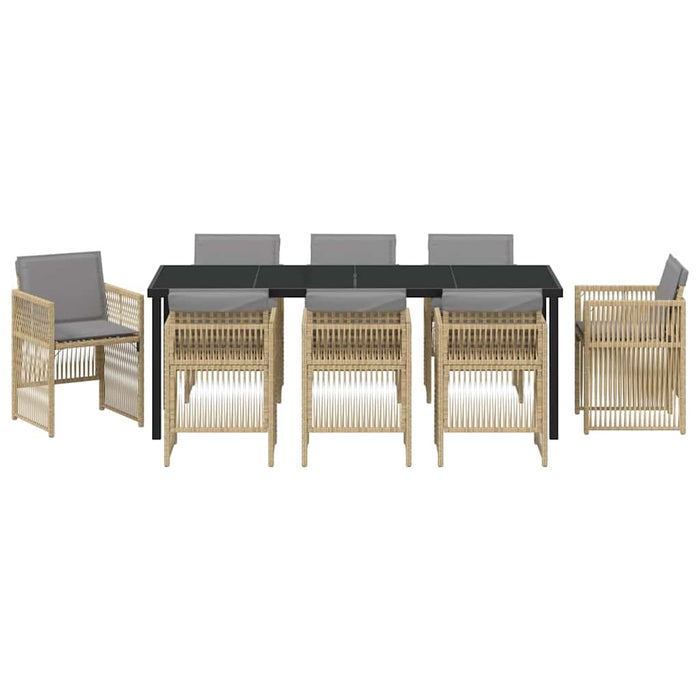 Set de masă pentru grădină 9 pcs Bej Oțel vopsit electrostatic - WALTI WALTI