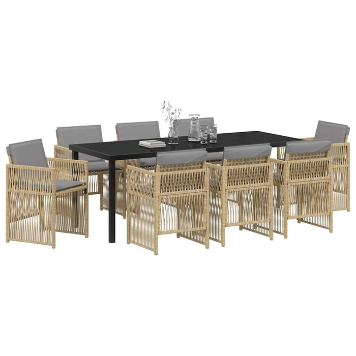 Set de masă pentru grădină 9 pcs Bej Oțel vopsit electrostatic - WALTI WALTI