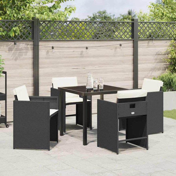 Set de masă pentru grădină 5 pcs Negru poliratan - WALTI WALTI