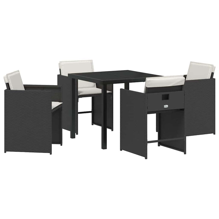 Set de masă pentru grădină 5 pcs Negru poliratan - WALTI WALTI