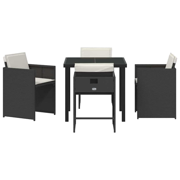 Set de masă pentru grădină 5 pcs Negru poliratan - WALTI WALTI