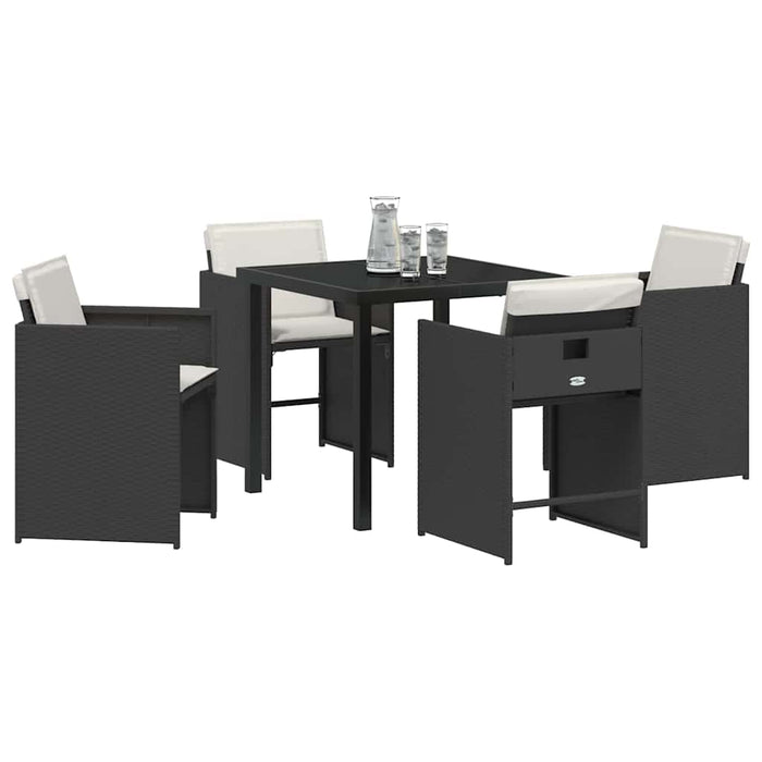 Set de masă pentru grădină 5 pcs Negru poliratan - WALTI WALTI