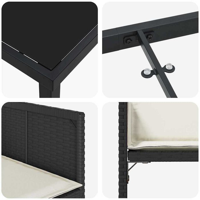 Set de masă pentru grădină 5 pcs Negru poliratan - WALTI WALTI