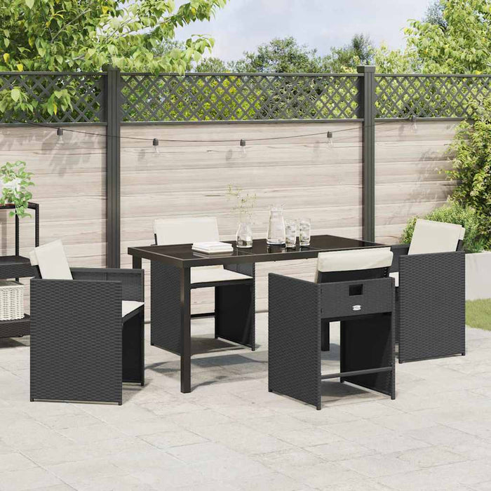 Set de masă pentru grădină 5 pcs Negru poliratan - WALTI WALTI