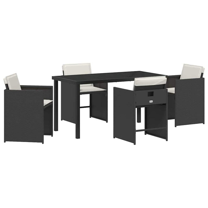 Set de masă pentru grădină 5 pcs Negru poliratan - WALTI WALTI