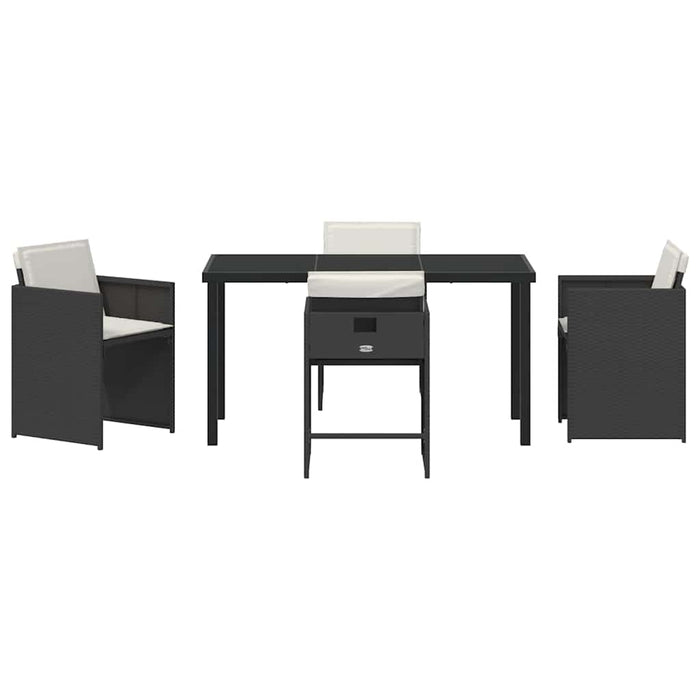 Set de masă pentru grădină 5 pcs Negru poliratan - WALTI WALTI