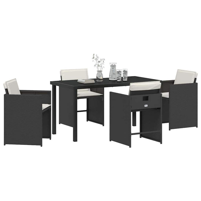 Set de masă pentru grădină 5 pcs Negru poliratan - WALTI WALTI