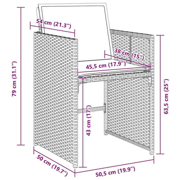 Set de masă pentru grădină 5 pcs Negru poliratan - WALTI WALTI