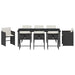 Set de masă pentru grădină 9 pcs Negru poliratan - WALTI WALTI