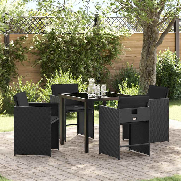 Set de masă pentru grădină 5 pcs Negru poliratan - WALTI WALTI