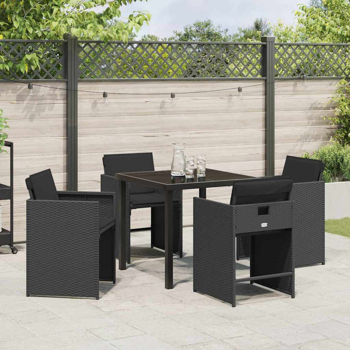 Set de masă pentru grădină 5 pcs Negru poliratan - WALTI WALTI