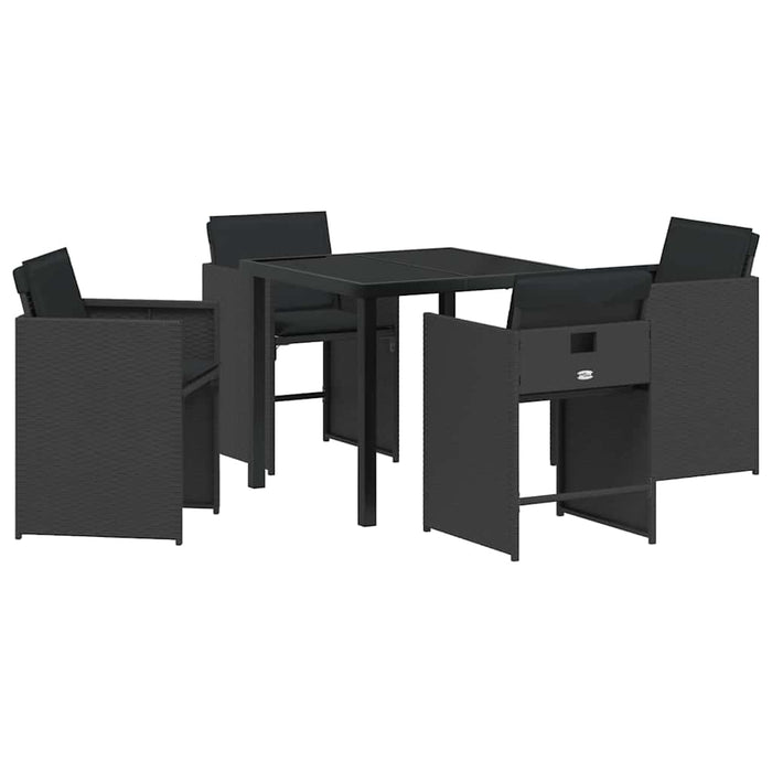 Set de masă pentru grădină 5 pcs Negru poliratan - WALTI WALTI