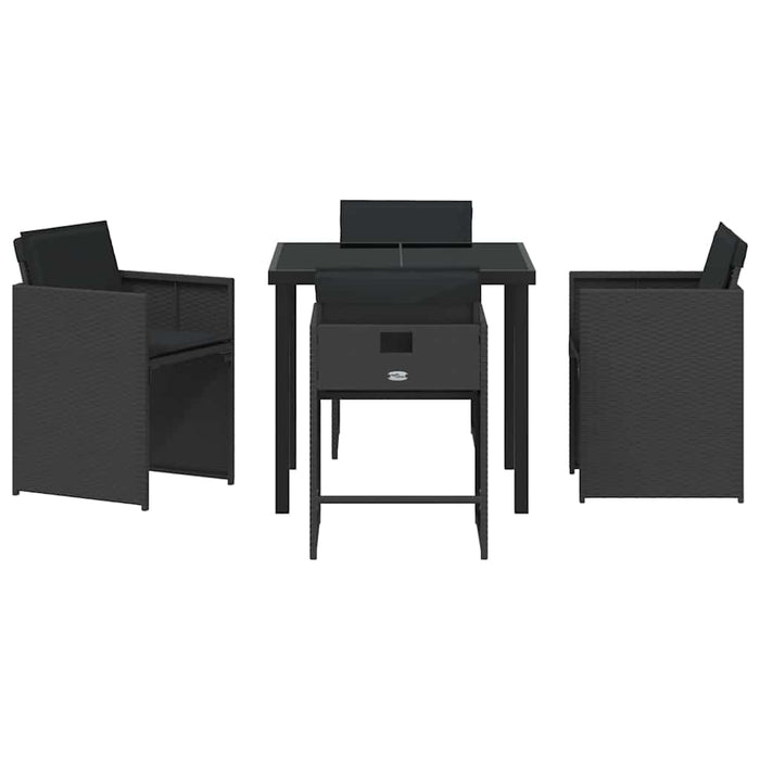 Set de masă pentru grădină 5 pcs Negru poliratan - WALTI WALTI
