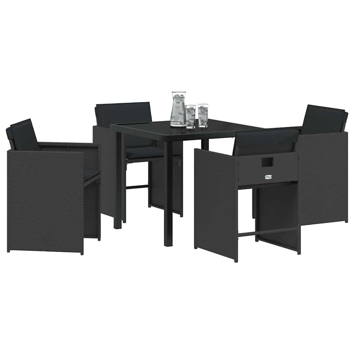 Set de masă pentru grădină 5 pcs Negru poliratan - WALTI WALTI
