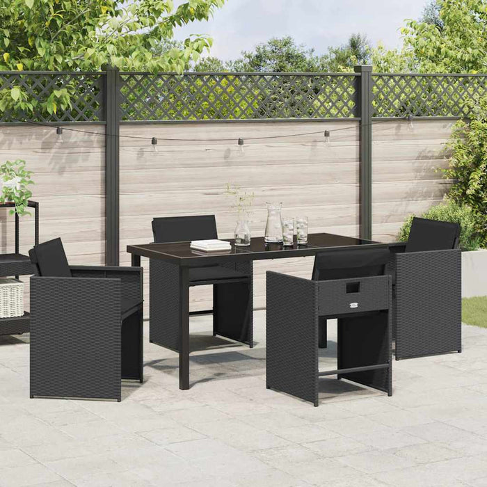 Set de masă pentru grădină 5 pcs Negru poliratan - WALTI WALTI