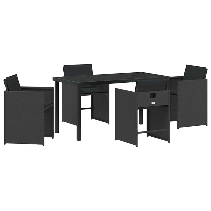 Set de masă pentru grădină 5 pcs Negru poliratan - WALTI WALTI