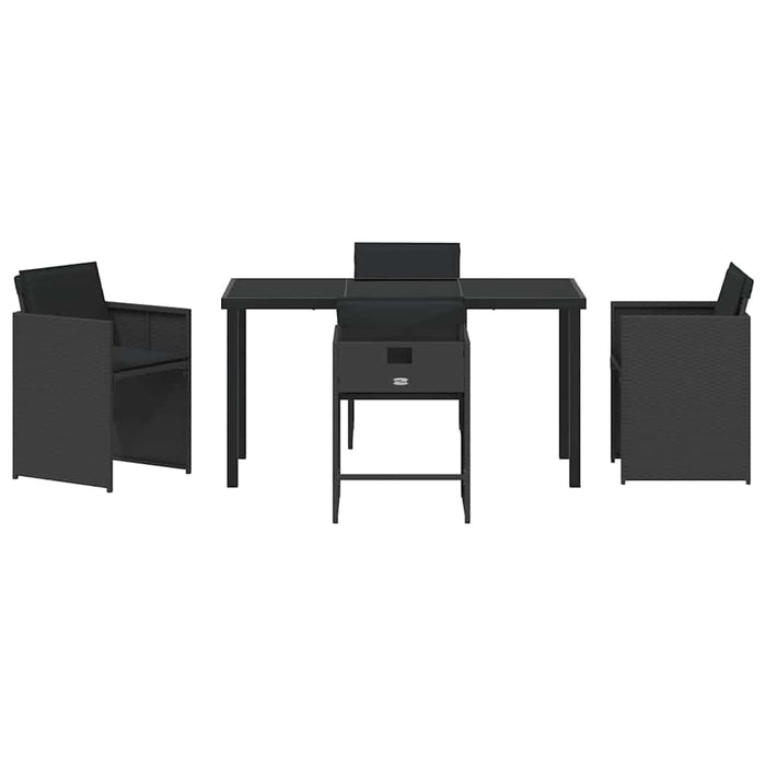 Set de masă pentru grădină 5 pcs Negru poliratan - WALTI WALTI