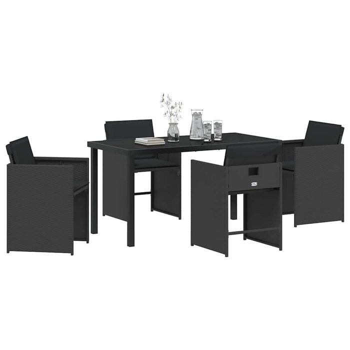 Set de masă pentru grădină 5 pcs Negru poliratan - WALTI WALTI