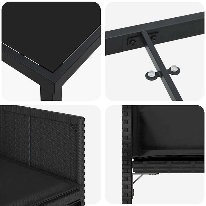 Set de masă pentru grădină 5 pcs Negru poliratan WALTI