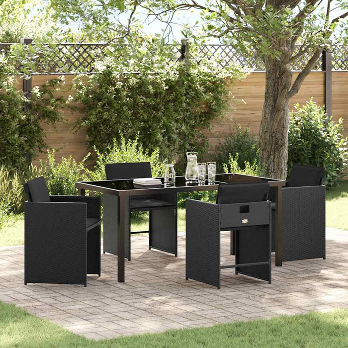 Set de masă pentru grădină 5 pcs Negru poliratan WALTI