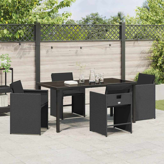 Set de masă pentru grădină 5 pcs Negru poliratan WALTI