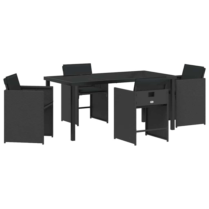 Set de masă pentru grădină 5 pcs Negru poliratan WALTI