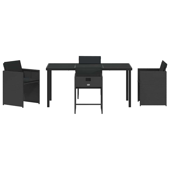 Set de masă pentru grădină 5 pcs Negru poliratan WALTI