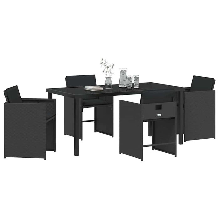 Set de masă pentru grădină 5 pcs Negru poliratan WALTI