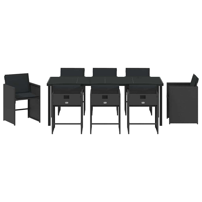 Set de masă pentru grădină 9 pcs Negru poliratan - WALTI WALTI