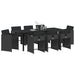 Set de masă pentru grădină 9 pcs Negru poliratan - WALTI WALTI
