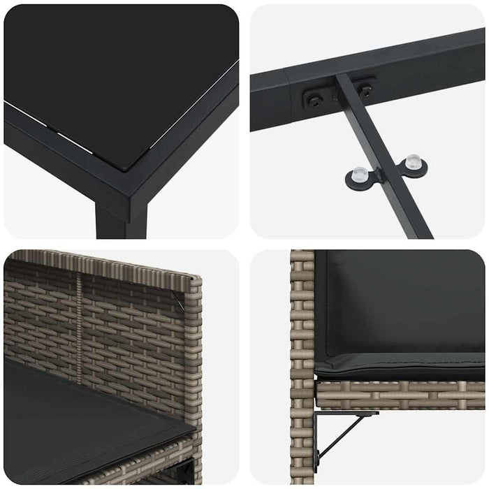 Set de masă pentru grădină 5 pcs Gri poliratan - WALTI WALTI
