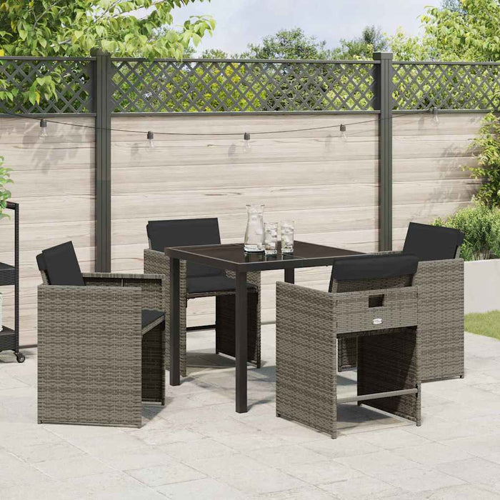 Set de masă pentru grădină 5 pcs Gri poliratan - WALTI WALTI