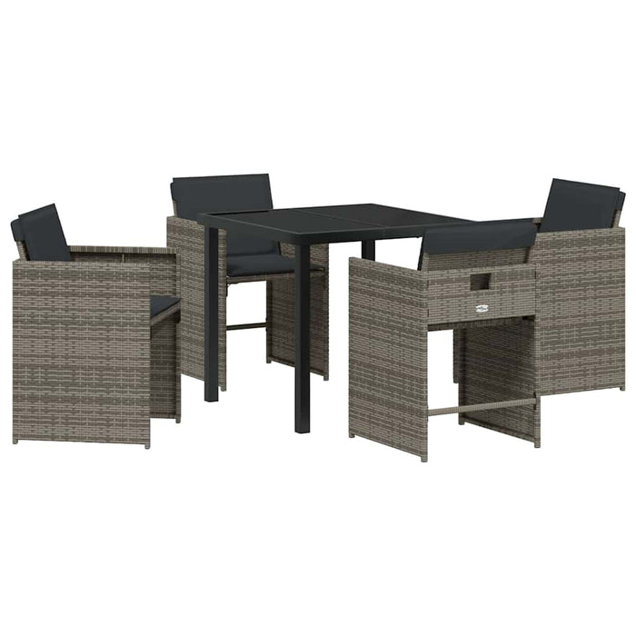 Set de masă pentru grădină 5 pcs Gri poliratan - WALTI WALTI