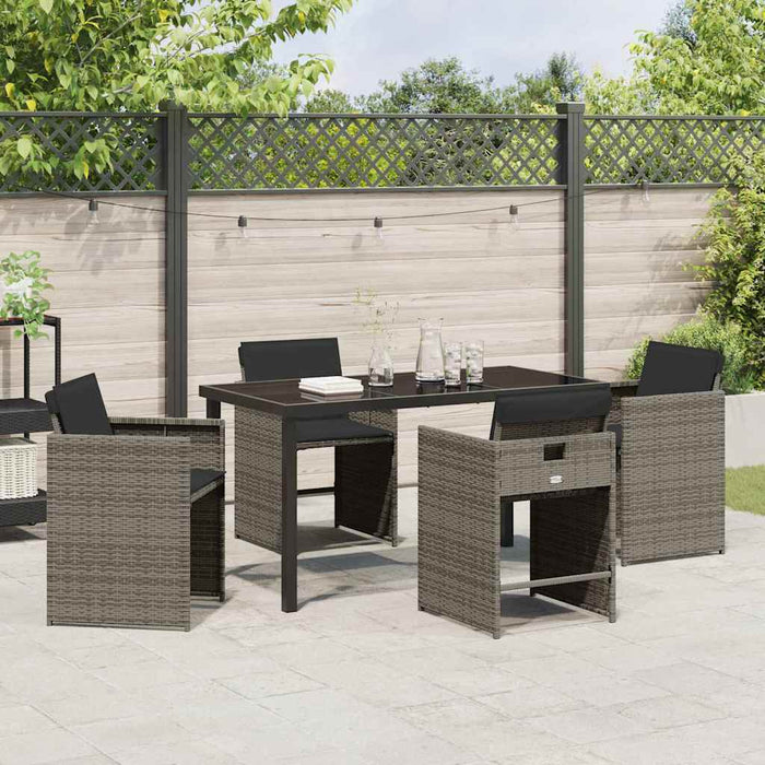 Set de masă pentru grădină 5 pcs Gri poliratan - WALTI WALTI