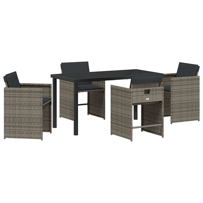 Set de masă pentru grădină 5 pcs Gri poliratan - WALTI WALTI