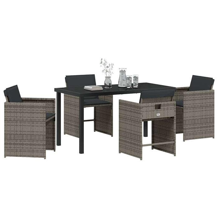Set de masă pentru grădină 5 pcs Gri poliratan - WALTI WALTI