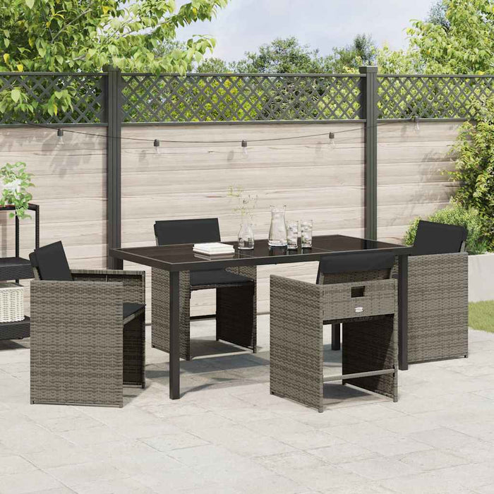 Set de masă pentru grădină 5 pcs Gri poliratan WALTI