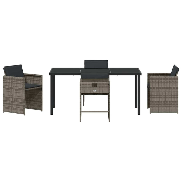Set de masă pentru grădină 5 pcs Gri poliratan WALTI