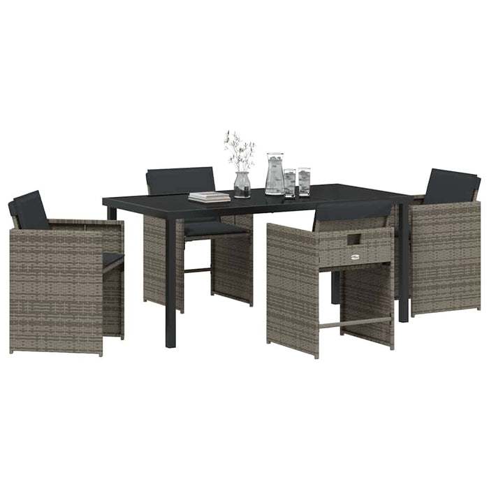 Set de masă pentru grădină 5 pcs Gri poliratan WALTI