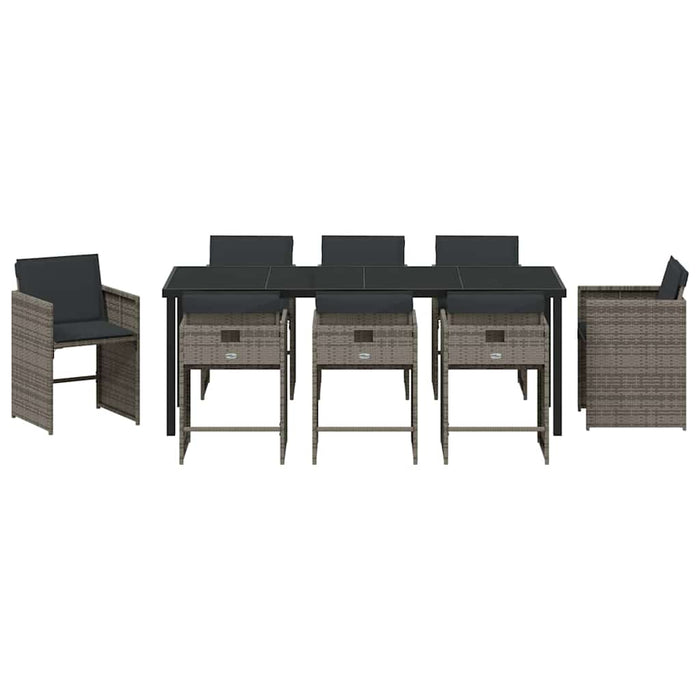 Set de masă pentru grădină 9 pcs Gri poliratan - WALTI WALTI