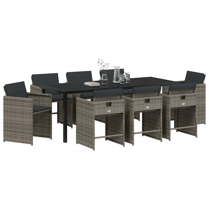 Set de masă pentru grădină 9 pcs Gri poliratan - WALTI WALTI