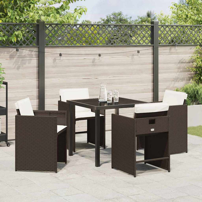Set de masă pentru grădină 5 pcs Maro poliratan - WALTI WALTI