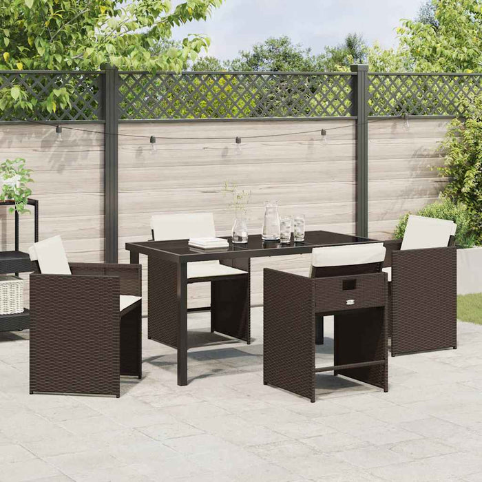 Set de masă pentru grădină 5 pcs Maro poliratan - WALTI WALTI
