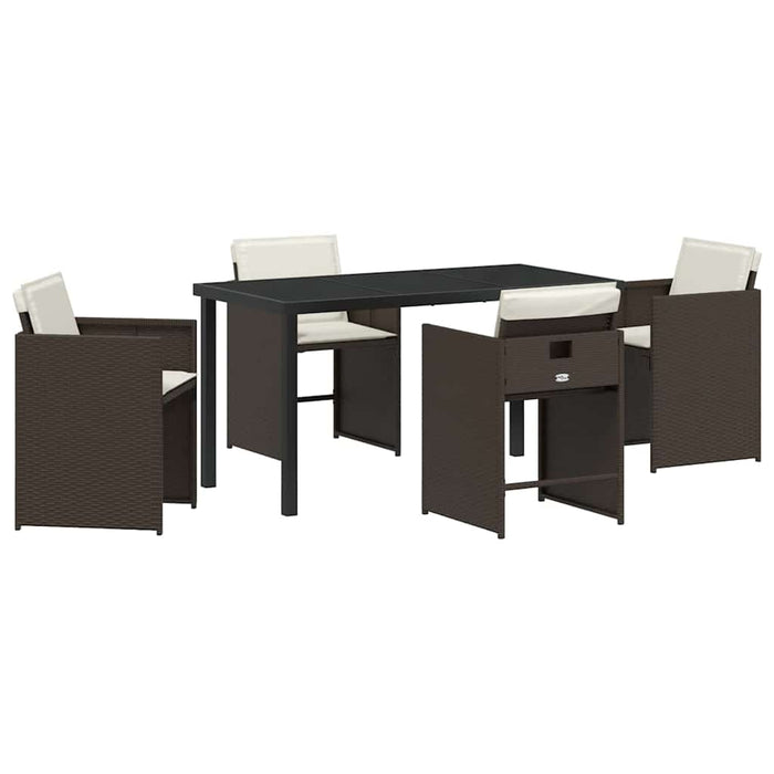 Set de masă pentru grădină 5 pcs Maro poliratan - WALTI WALTI