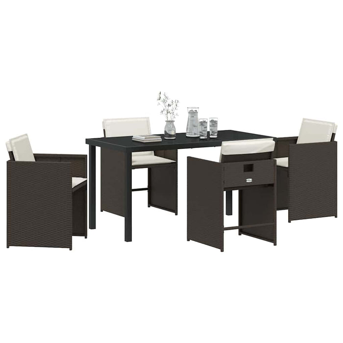 Set de masă pentru grădină 5 pcs Maro poliratan - WALTI WALTI