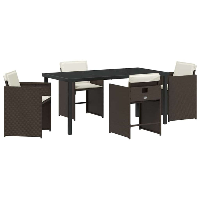 Set de masă pentru grădină 5 pcs Maro poliratan WALTI